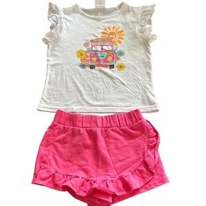 Sketchers | White Graphic Tee and Pink Shorts Set